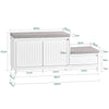 SoBuy FSR172-W Meuble Chaussure Banc à Chaussures Entrée – Banc Rangement Chaussures avec 2 Coussins, 2 Portes et 1 Tiroir - Capacité de 181kg, Blanc,100x35x42cm