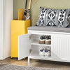 SoBuy FSR172-W Banc de Rangement à Chaussure, Meuble à Chaussures pour Enfants, avec 2 Coussins, 2Portes et 1 Tiroir