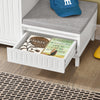 SoBuy FSR172-W Banc de Rangement à Chaussure, Meuble à Chaussures pour Enfants, avec 2 Coussins, 2Portes et 1 Tiroir
