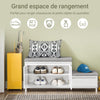 SoBuy FSR172-W Meuble Chaussure Banc à Chaussures Entrée – Banc Rangement Chaussures avec 2 Coussins, 2 Portes et 1 Tiroir - Capacité de 181kg, Blanc,100x35x42cm