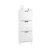 SoBuy FSR177-H-W Meuble Chaussures d’Entree avec 3 Abattants, Armoire à Chaussures Moderne, Rangement Chaussures Compact, Range Chaussures Étroit pour Petite Entrée ou Couloir 50x19x130cm Blanc