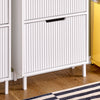 SoBuy FSR177-H-W Meuble Chaussures d’Entree avec 3 Abattants, Armoire à Chaussures Moderne, Rangement Chaussures Compact, Range Chaussures Étroit pour Petite Entrée ou Couloir 50x19x130cm Blanc