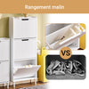 SoBuy FSR177-H-W Meuble Chaussures d’Entree avec 3 Abattants, Armoire à Chaussures Moderne, Rangement Chaussures Compact, Range Chaussures Étroit pour Petite Entrée ou Couloir 50x19x130cm Blanc