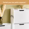 SoBuy FSR177-H-W Meuble Chaussures d’Entree avec 3 Abattants, Armoire à Chaussures Moderne, Rangement Chaussures Compact, Range Chaussures Étroit pour Petite Entrée ou Couloir 50x19x130cm Blanc