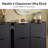 SoBuy FSR177-L-SCH Meuble Chaussures d’Entree avec 4 Abattants, Armoire à Chaussures Moderne, Rangement Chaussures Compact, Range Chaussures Étroit pour Petite Entrée ou Couloir 100x19x91cm Noir