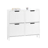 SoBuy FSR177-L-W Meuble Chaussures d’Entree avec 4 Abattants, Armoire à Chaussures Moderne, Rangement Chaussures Compact, Range Chaussures Étroit pour Petite Entrée ou Couloir 100x19x91cm Blanc