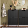 SoBuy FSR177-SCH Meuble Chaussures d’Entree avec 2 Abattants, Armoire à Chaussures Moderne, Rangement Chaussures Compact, Range Chaussures Étroit pour Petite Entrée ou Couloir 50x19x90cm Noir