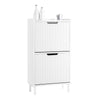 SoBuy FSR177-W Meuble Chaussures d’Entree avec 2 Abattants, Armoire à Chaussures Moderne, Rangement Chaussures Compact, Range Chaussures Étroit pour Petite Entrée ou Couloir 50x19x90cm Blanc