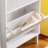 SoBuy FSR177-W Meuble Chaussures d’Entree avec 2 Abattants, Armoire à Chaussures Moderne, Rangement Chaussures Compact, Range Chaussures Étroit pour Petite Entrée ou Couloir 50x19x90cm Blanc