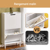 SoBuy FSR177-W Meuble Chaussures d’Entree avec 2 Abattants, Armoire à Chaussures Moderne, Rangement Chaussures Compact, Range Chaussures Étroit pour Petite Entrée ou Couloir 50x19x90cm Blanc