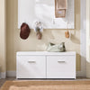 SoBuy FSR178-W Banc à Chaussures, Banc de Rangement, Meuble à Chaussures d'Entrée Armoire de Rangement avec 2 Portes
