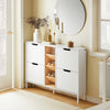 SoBuy FSR183-WN Meuble Chaussure, Armoire à Chaussures , Commode à 4 Abattants et 3 Compartiments