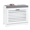 SoBuy FSR184-K-W Banc Chaussures, Rangement pour Chaussures, Armoire à Chaussures, Meuble d'entrée, Coffre avec 1 Abattant et 1 Coussin