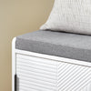 SoBuy FSR187-W Banc de Rangement avec Coussin Rembourré, Meuble Bas Entrée, Commode à Chaussure, Banquette avec 2 Porte Coulissantes et 2 Tiroirs, Pied en Métal, Blanc, L110xP35xH51 cm