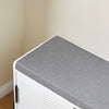 SoBuy FSR187-W Banc de Rangement avec Coussin Rembourré, Meuble Bas Entrée, Commode à Chaussure, Banquette avec 2 Porte Coulissantes et 2 Tiroirs, Pied en Métal