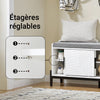 SoBuy FSR187-W Banc de Rangement avec Coussin Rembourré, Meuble Bas Entrée, Commode à Chaussure, Banquette avec 2 Porte Coulissantes et 2 Tiroirs, Pied en Métal, Blanc, L110xP35xH51 cm