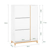 SoBuy FSR189-WN Meuble à Chaussures Armoire à Chaussures Entrée Rangement Chaussure 3 Abattants & 1 Porte – Grand Espace pour 20 Paires + Etagère Réglable – Style Moderne Blanc 80x34x122cm