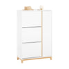SoBuy FSR189-WN Meuble à Chaussures Armoire à Chaussures Entrée Rangement Chaussure 3 Abattants & 1 Porte – Grand Espace pour 20 Paires + Etagère Réglable – Style Moderne Blanc 80x34x122cm