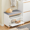 SoBuy FSR191-WN Meuble Chaussure Banc à Chaussures Entrée - Rangement Chaussures avec Abattant Réglable, Banc de Rangement avec Coussin, pour Banc Entrée ou Chambre - 115kg, L60x34x55cm