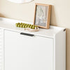 SoBuy FSR197-W Meuble Chaussure Armoire à Chaussures Rangement Entrée – Meuble à Chaussures Étroit 19cm, 4 Trappes, 12 Paires – Scandinave Blanc, Couloir, Petits Espaces