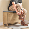 SoBuy FSR199-N Meuble Chaussure Banc à Chaussures Entrée Banc de Rangement Chaussures avec Abattant Rangement Caché et Coussin Confortable Meuble d'Entrée Rangement Chaussure Couloir, Bois, 60x24x50cm