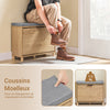 SoBuy FSR199-N Meuble Chaussure Banc à Chaussures Entrée Banc de Rangement Chaussures avec Abattant Rangement Caché et Coussin Confortable Meuble d'Entrée Rangement Chaussure Couloir, Bois, 60x24x50cm