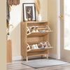 SoBuy FSR200-N Meuble à Chaussures Entrée Meuble de Rangement à 2 Abattants, Design Système Anti-Basculement,jusqu'à Taille EU 47, Meuble Chaussures pour 8 Paires, Bois Clair