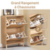 SoBuy FSR200-N Meuble à Chaussures Entrée Meuble de Rangement à 2 Abattants, Design Système Anti-Basculement,jusqu'à Taille EU 47, Meuble Chaussures pour 8 Paires, Bois Clair