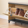 SoBuy FSR201-N Banc à Chaussures Meuble Chaussure Banc Entrée avec Assise Rembourrée Confortable, Rangement Chaussures Rabattable – Noir et Bois Clair, Supporte 113kg, 60x24x50cm