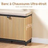 SoBuy FSR201-N Banc à Chaussures Meuble Chaussure Banc Entrée avec Assise Rembourrée Confortable, Rangement Chaussures Rabattable – Noir et Bois Clair, Supporte 113kg, 60x24x50cm