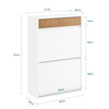 SoBuy FSR205-WN Meuble à Chaussures Rangement Chaussures Meuble Entrée - Compact avec Tiroir et Portes Basculantes - Design Nordique pour Entrée et Couloir - Blanc Bois 61x26x91cm