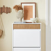 SoBuy FSR205-WN Meuble à Chaussures Rangement Chaussures Meuble Entrée - Compact avec Tiroir et Portes Basculantes - Design Nordique pour Entrée et Couloir - Blanc Bois 61x26x91cm