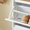 SoBuy FSR205-WN Meuble à Chaussures Rangement Chaussures Meuble Entrée - Compact avec Tiroir et Portes Basculantes - Design Nordique pour Entrée et Couloir - Blanc Bois 61x26x91cm