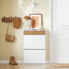 SoBuy FSR205-WN Meuble à Chaussures Rangement Chaussures Meuble Entrée - Compact avec Tiroir et Portes Basculantes - Design Nordique pour Entrée et Couloir - Blanc Bois 61x26x91cm