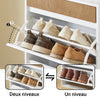SoBuy FSR205-WN Meuble à Chaussures Rangement Chaussures Meuble Entrée - Compact avec Tiroir et Portes Basculantes - Design Nordique pour Entrée et Couloir - Blanc Bois 61x26x91cm