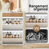 SoBuy FSR205-WN Meuble à Chaussures Rangement Chaussures Meuble Entrée - Compact avec Tiroir et Portes Basculantes - Design Nordique pour Entrée et Couloir - Blanc Bois 61x26x91cm