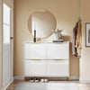 SoBuy FSR206-GW Meuble à Chaussures Entrée Armoire à Chaussures Ultra Fin 19cm - Blanc Brillant et Or - pour Entrée, Couloir, Petit Espace, Anti-Basculement, avec Protection Sol - 100x19x90cm
