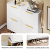 SoBuy FSR206-GW Meuble à Chaussures Entrée Armoire à Chaussures Ultra Fin 19cm - Blanc Brillant et Or - pour Entrée, Couloir, Petit Espace, Anti-Basculement, avec Protection Sol - 100x19x90cm