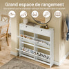 Prévente SoBuy FSR208-W Meuble à Chaussures Entrée, Meuble Chaussures avec 2 Tiroirs et 4 Portes Rabattables, Rangement Pratique pour 12 Paires de Chaussures, Blanc, MDF E1