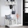 SoBuy FSR23-II-W Banc Chaussures Entrée Rangement - Meuble à Chaussures avec Coussin Rembourré et 2 Portes - Banc d’Entrée en Bois pour Couloir - 71x35x43cm, Blanc