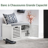 SoBuy FSR23-II-W Banc Chaussures Entrée Rangement - Meuble à Chaussures avec Coussin Rembourré et 2 Portes - Banc d’Entrée en Bois pour Couloir - 71x35x43cm, Blanc