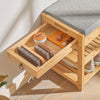 SoBuy FSR49-N Banc de Rangement Chaussures 3-en-1 en Bambou Massif avec Tiroir Secret + Siège Rembourré, pour Entrée Étroite/Dressing, L55xP30xH46cm, Naturel