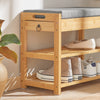 SoBuy FSR49-N Banc de Rangement Chaussures 3-en-1 en Bambou Massif avec Tiroir Secret + Siège Rembourré, pour Entrée Étroite/Dressing, L55xP30xH46cm, Naturel