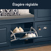 SoBuy FSR64-B Meuble Chaussure Rangement Chaussure Banc Chaussures Entrée - 2 Abattants avec Coussin Amovible, Coffre de Rangement Étagère pour Entrée Étroit Bois Laqué, L104xP24xH51cm, Bleu