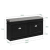 SoBuy FSR64-SCH Meuble Chaussure Rangement Chaussure Banc Chaussures Entrée - 2 Abattants avec Coussin Amovible, Coffre de Rangement Étagère pour Entrée Étroit Bois Laqué, L104xP24xH51cm, Noir