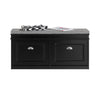 SoBuy FSR64-SCH Meuble à Chaussures avec Banc et Coussin, 2 Abattants, Rangement Étroit pour Entrée, Noir 104x24x51cm