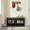 SoBuy FSR64-SCH Meuble à Chaussures avec Banc et Coussin, 2 Abattants, Rangement Étroit pour Entrée, Noir 104x24x51cm
