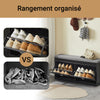 SoBuy FSR64-SCH Meuble Chaussure Rangement Chaussure Banc Chaussures Entrée - 2 Abattants avec Coussin Amovible, Coffre de Rangement Étagère pour Entrée Étroit Bois Laqué, L104xP24xH51cm, Noir