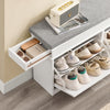 SoBuy FSR64-WG Meuble Chaussure Rangement Chaussure Banc Chaussures Entrée - 2 Abattants avec Coussin Amovible, Coffre de Rangement Étagère pour Entrée Étroit L104xP24xH51cm Effet Bois Vieilli Blanc
