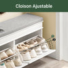 SoBuy FSR64-WG Meuble Chaussure Rangement Chaussure Banc Chaussures Entrée - 2 Abattants avec Coussin Amovible, Coffre de Rangement Étagère pour Entrée Étroit L104xP24xH51cm Effet Bois Vieilli Blanc